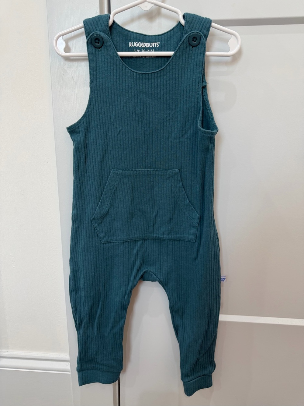 RuggedButts Teal Ribbed Kids Overalls